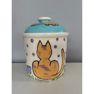 Morningside Design Hand Painted Cat & Mouse Treat Jar Cookie Jar